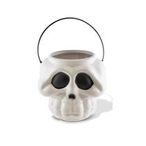 Balde Caveira Cabeça de Esqueleto Branco Halloween Balde Caveira Cabeça de Esqueleto Branco Halloween