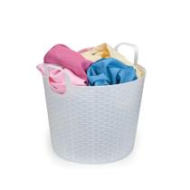 Balde Cesto Multiuso Branco Bambu Lavanderia Brinquedos 24L - ARTHI Balde Cesto Multiuso Branco Bambu Lavanderia Brinquedos 24L - ARTHI