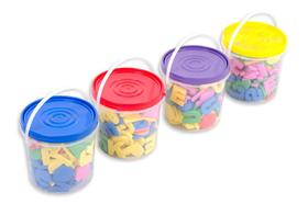 Balde Com 152 Letras, Números e Sinais Em Eva - Tampa Azul