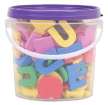 Balde Com 152 Letras, Números e Sinais Em Eva - Tampa Roxa