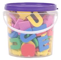 Balde Com 152 Letras, Números e Sinais Em Eva - Tampa Roxa