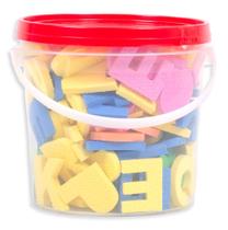 Balde Com 152 Letras, Números e Sinais Em Eva-Tampa Vermelha Balde Com 152 Letras, Números e Sinais Em Eva-Tampa Vermelha