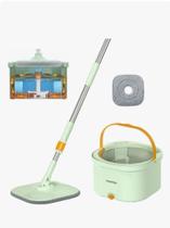 Balde com Esfregão Mop Giratório Sistema Água Limpa E Suja Separada