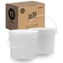 Balde Com Tampa Lacre 1.8 Litros Branco 15 Pçs