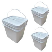 Balde De 16L Para Alimentos Retangular - Kit Com 3 Peças