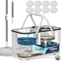 Balde de 4 câmaras Spin Mop RinseWise com 8 cabeças de recarga