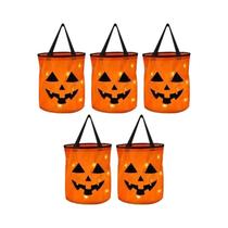 Balde De Abóbora LED De Halloween Dobrável Para Doces 1-40 Peças Recipiente Para Doçura Ou