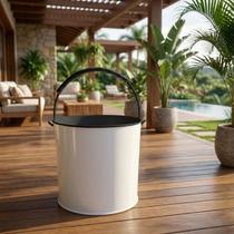 Balde de Aço 12 Litros Branco com Alça para Construção Massa Areia e Brita - ARKELL