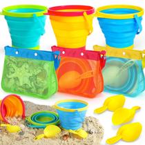 Balde de areia dobrável Beach Toy Life com bolsas de concha