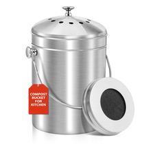 Balde de compostagem ENLOY 5L em aço inoxidável com tampa e filtro de carvão