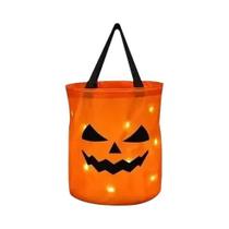 Balde De Doces De Halloween LED Dobrável Com Alça, Bolsa De Truque Ou Trato Reutilizável Para Festas