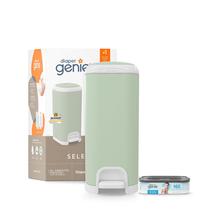 Balde de fraldas Diaper Genie Select em aço inoxidável verde