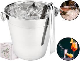 Balde De Gelo Bebidas Drinks Garrafas Espumante Aço Inox Com Alça + Pegador 900ml