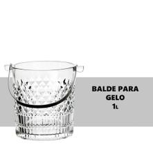 Balde de Gelo com Pinça 1L Cristal Ecológico e Inox LHERMITAGE