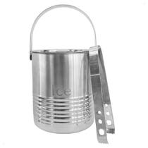 Balde de Gelo com Pinça Aço Inoxidável Ø16x18cm