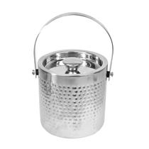 Balde de gelo de aço inox martelado com alça e tampa 1680ml