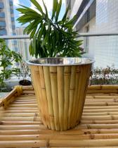 Balde de gelo de inox com bambu Balde de gelo de inox com bambu