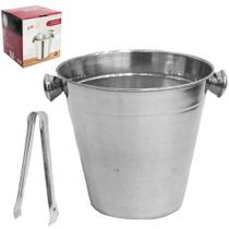 Balde De Gelo De Inox Redondo Com Alça E Pegador 900ml 11,6x12,3cm De Ø Balde De Gelo De Inox Redondo Com Alça E Pegador 900ml 11,6x12,3cm De Ø