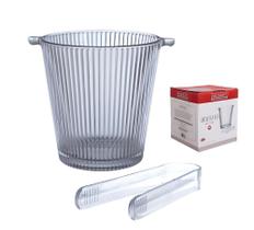 Balde De Gelo Em Vidro Graffiato Com Pegador Plastico 880ml - Hauskraft