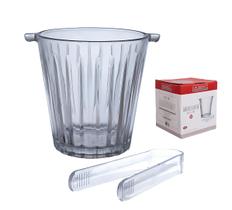 Balde De Gelo Em Vidro Melina Com Pegador Plástico 880ml