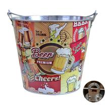 Balde de Gelo Estampado com Abridor Metal Galvanizado 7,6L Balde de Gelo Estampado com Abridor Metal Galvanizado 7,6L