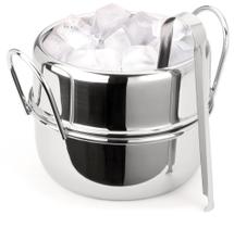 Balde De Gelo Inox Com Alças Acompanha Pegador Pinça 1,5 Litros Bar Festa Drinks Bebidas Geladas Alto Padrão Qualidade Forma Inox