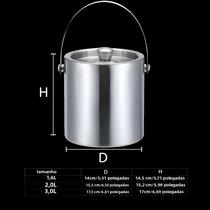 Balde De Gelo Isolado Em Aço Inoxidável 1.6L 2L 3L Para Vinho, Cerveja, Champanhe, Cooler Para