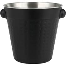 Balde de Gelo Martelado 1L em Aço Inox para Servir Bebidas Preto em Casa Tem
