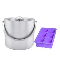 Balde de gelo polar mini + forma de gelo quadrada com 6 cubos de silicone