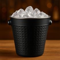 Balde de Gelo Preto Inox 16x13,5cm Design Martelado Elegante Moderno Bar Bebidas Decoração Festas Balde de Gelo Preto Inox 16x13,5cm Design Martelado Elegante Moderno Bar Bebidas Decoração Festas