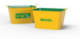 Balde De Gelo Retangular Brasil Copa Do Mundo Alumiart
