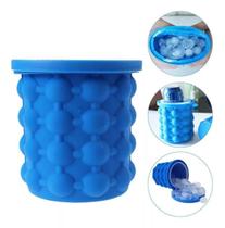 Balde De Gelo Silicone Térmico Mantenha A Bebida Gelada Com Tampa Mini Balde Azul Piscina Praia