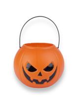 Balde de Halloween Abóbora 15cm com Alça Laranja