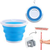 Balde De Limpeza Retrátil 10 Litros Dobrável Silicone Com Suporte Para Vassoura