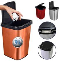 Balde De Lixo 9lts Tampa clique fácil adesivo metálico cozinha banheiro