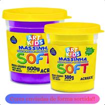 Balde De Massinha Modelar Cores Soft Brinquedo 500g para criança - ACRILEX - ESCOLAR Massinhas Caixas Balde Cores
