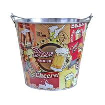Balde de metal para cerveja estampado beer 7.6 litros