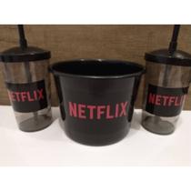 Balde de pipoca e copos twister