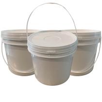Balde de Plástico 2.2 Litros Branco com Tampa Lacre e Alça - Kit com 03 Peças
