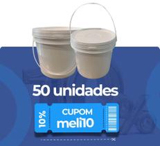 Balde de Plástico 2.2L Branco com Tampa Lacre - Kit com 50 Peças Balde de Plástico 2.2L Branco com Tampa Lacre - Kit com 50 Peças