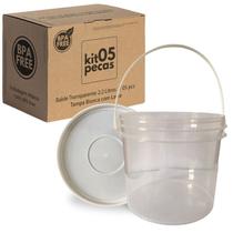 Balde De Plástico Alimentício 2.2 Litros Transparente 5 Pçs - Nastripack