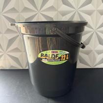 Balde de plástico com alça grande 12 litros multiuso para lavanderia preto baldinho de roupa redondo de plastico