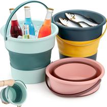 Balde de plástico dobrável Noamus 10L com alça, pacote com 3 Balde de plástico dobrável Noamus 10L com alça, pacote com 3
