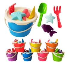 Balde De Praia Azul Infantil Kit C/ 4 Peças Para Brincar Ar Balde De Praia Azul Infantil Kit C/ 4 Peças Para Brincar Ar