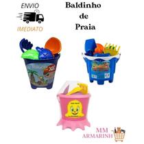 Balde de Praia Infantil Cores Menino e Menina Formato Castelo Com Moldes Pá e Rastelo