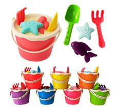 Balde De Praia Rosa Infantil Kit C/ 4 Peças Para Brincar A