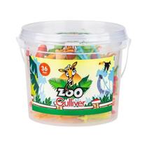 Balde de Zoológico Com 36 Animais Coloridos Gulliver - 1038 Balde de Zoológico Com 36 Animais Coloridos Gulliver - 1038