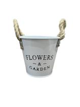 Balde Decorativo de Metal 12cm Alça de Corda Flower & Garden - Megagift