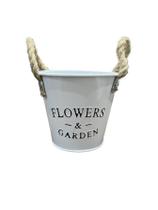 Balde Decorativo de Metal 12cm Alça de Corda Flower & Garden