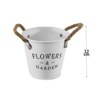 Balde Decorativo de Metal 12cm com Alça de Corda